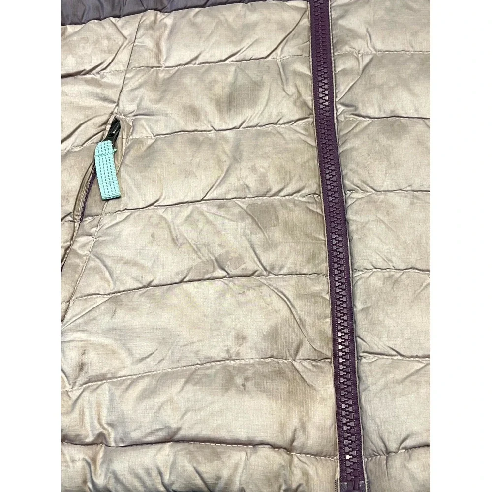 Patagonia Worn Wear Reversible Down Sweater Hooded Jacket Girls Purple Windproof